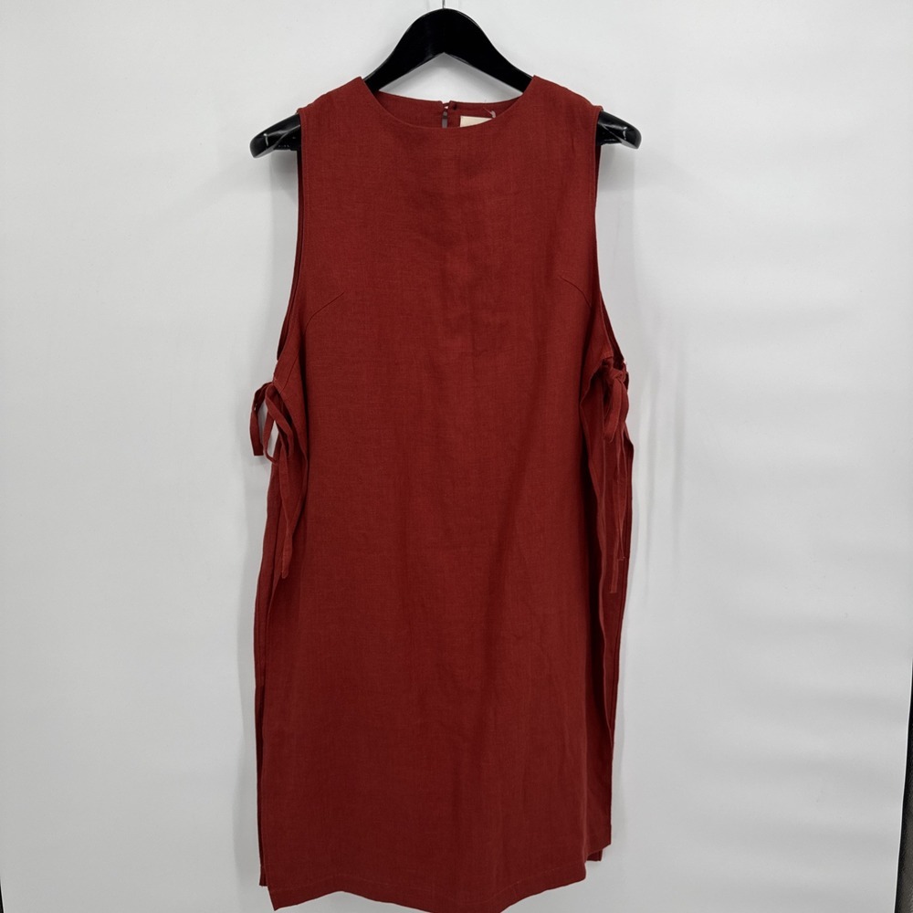Simon Miller Linen Midi‎ Smock Tent Dress Sash Tie Brick Red NWT Size 2
